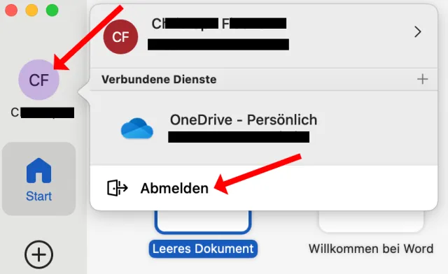 Abmelden Microsoft Office Account