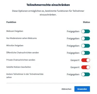 Teilnehmerrechte 2