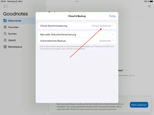 Goodnotes Synchronisation iCloud 3