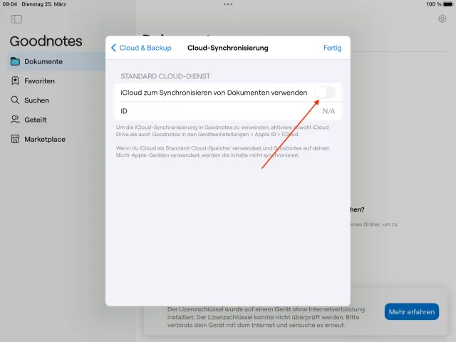 Goodnotes Synchronisation iCloud 4