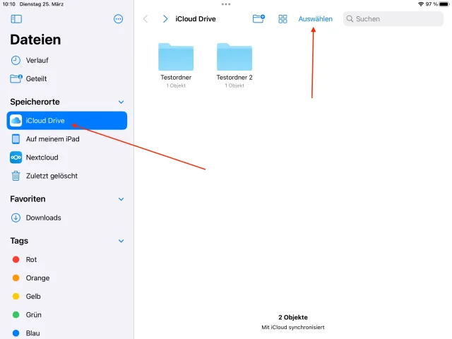 Verschieben von iCloud Drive auf lokales iPad 1